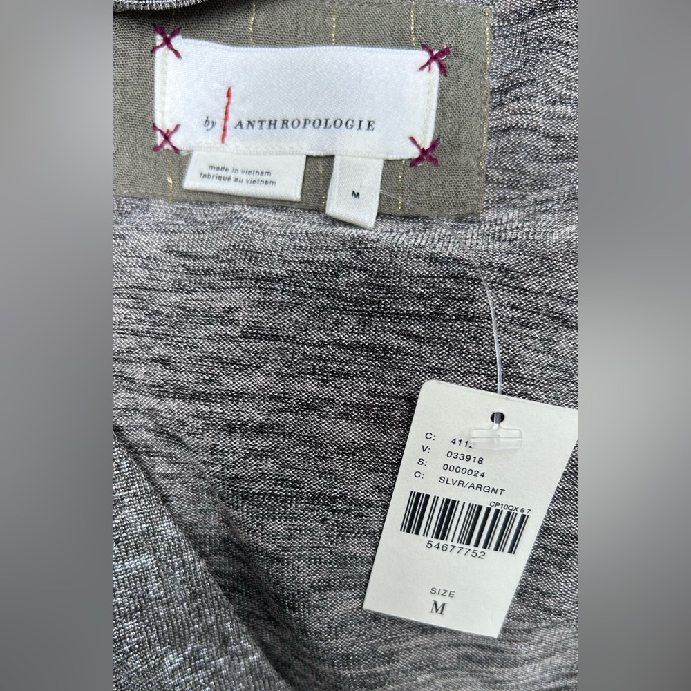 Anthropologie Carys Wrap Top Women’s M Silver Metallic Blouse V-Neckline - Picture 5 of 5